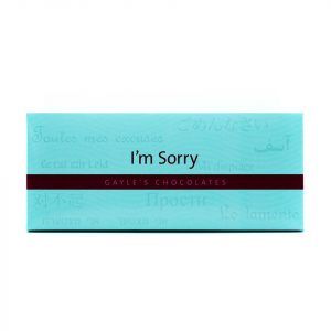 chocolate bar wrapper with I'm Sorry
