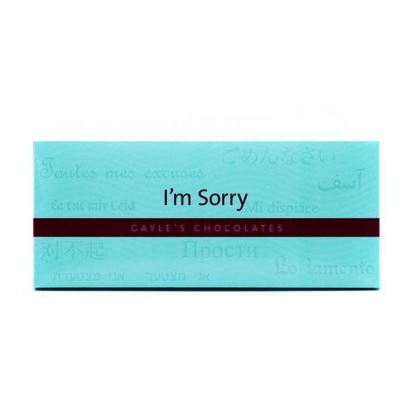 chocolate bar wrapper with I'm Sorry