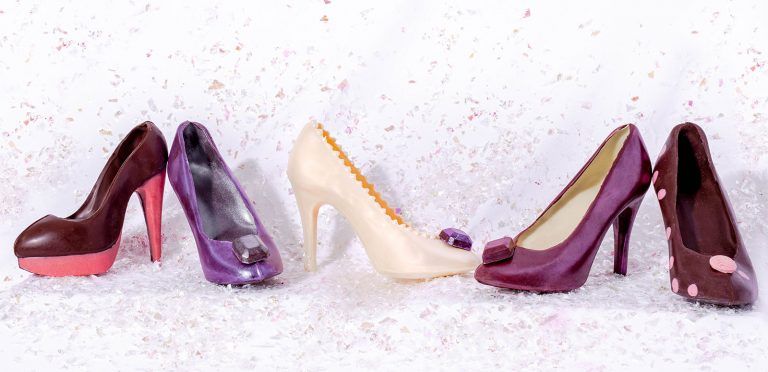 moulded chocolate high heel shoes